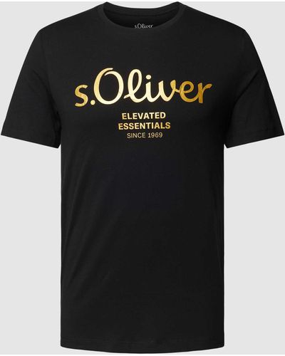 S.oliver T-shirt Met Labelprint - Zwart