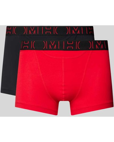 Hom Boxershorts mit elastischem Label-Bund im 2er-Pack - Rot