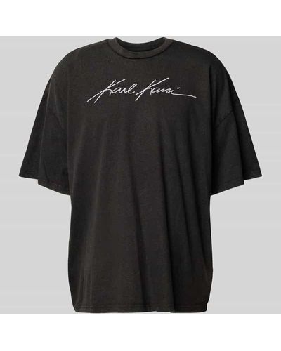 Karlkani T-Shirt mit Label-Stitching Modell 'Autograph' - Schwarz