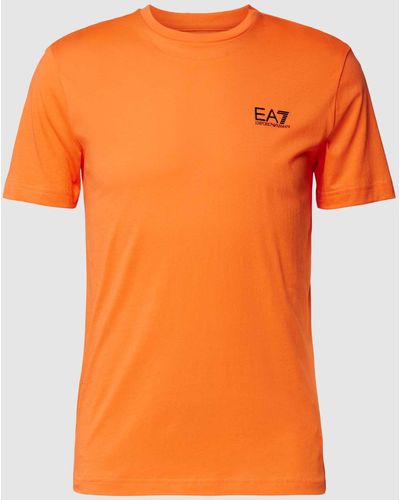 EA7 T-shirt Met Labeldetail - Oranje