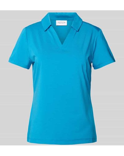 comma casual identity T-Shirt mit Umlegekragen - Blau