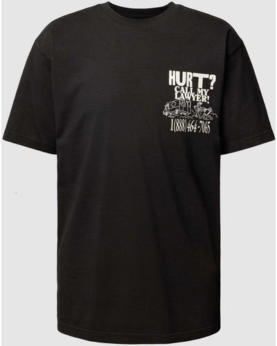 Market T-shirt Met Ronde Hals En Statementprint - Zwart