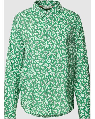 Tom Tailor Bluse mit floralem Allover-Muster - Grün