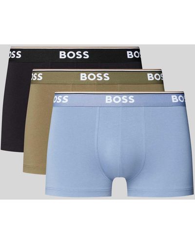 BOSS Trunks mit elastischem Label-Bund im 3er-Pack - Blau