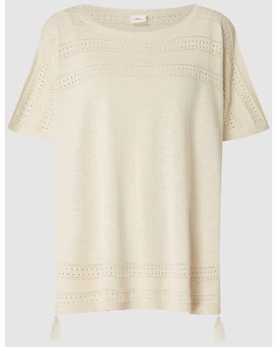 S.oliver T-Shirt aus Baumwoll-Viskose-Mix Modell 'Tassels' - Natur
