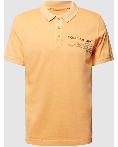 Tom Tailor Poloshirt Met Labelprint - Oranje