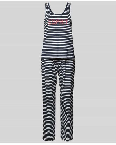 Esprit Pyjama mit Streifenmuster Modell 'MIA' - Blau