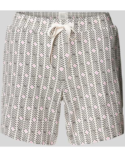 Schiesser Regular Fit Shorts mit Allover-Muster Modell 'Mix+Relax' - Weiß