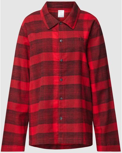 Calvin Klein Pyjama-Oberteil mit Tartan-Karo - Rot