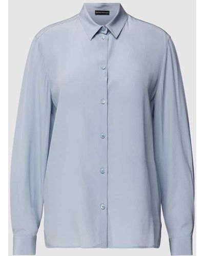 Emporio Armani Hemdbluse aus Seide mit Knopfleiste - Blau