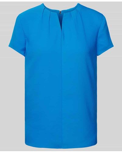 Calvin Klein Blusenshirt mit Schlüsselloch-Ausschnitt - Blau