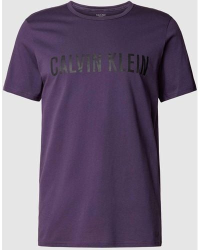 Calvin Klein T-shirt Met Ronde Hals En Logoprint - Paars