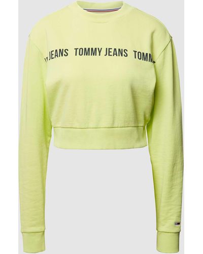 Tommy Hilfiger Cropped Sweatshirt Van Biologisch Katoen - Geel
