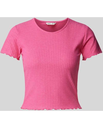 ONLY T-shirt Met Golvende Zoom - Roze