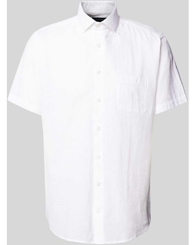 Bruun & Stengade Casual Modern Fit Leinenhemd mit Brusttasche Modell 'LOTT' - Weiß