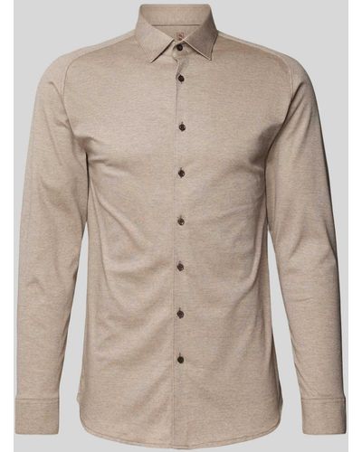 DESOTO Slim Fit Zakelijk Overhemd Met Kentkraag - Naturel