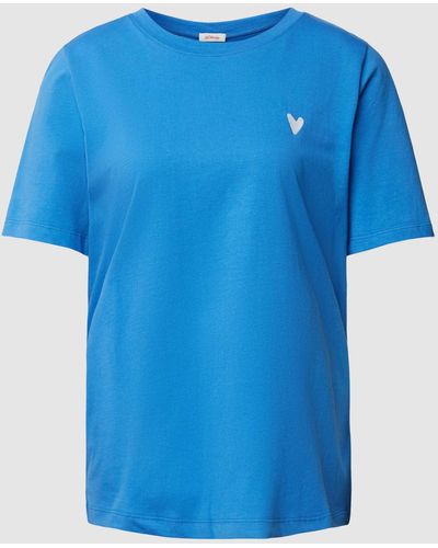 S.oliver T-shirt Met Motiefstitching - Blauw
