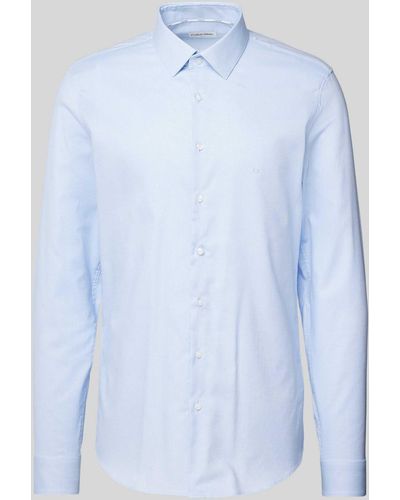 Calvin Klein Slim Fit Business-Hemd mit Knopfleiste Modell 'Bari' - Blau