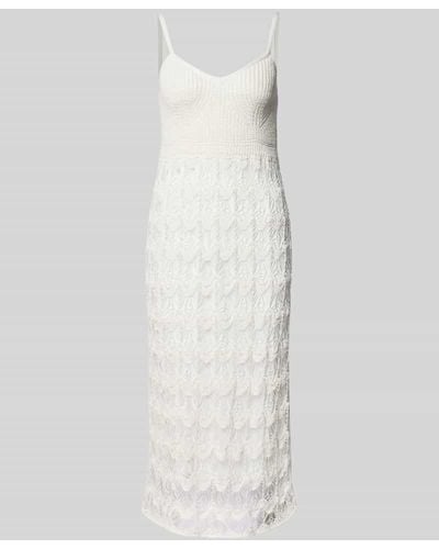 Marc Cain Knielanges Kleid mit Häkelspitze - Weiß