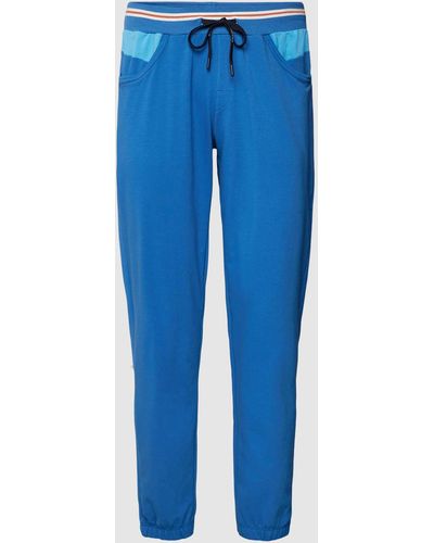 CALIDA Sweatpants mit Logo-Stitching Modell 'REMIX' - Blau