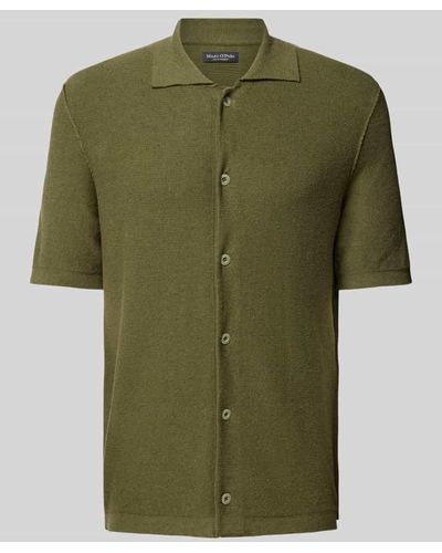 Marc O' Polo Slim Fit Freizeithemd mit Umlegekragen - Grün