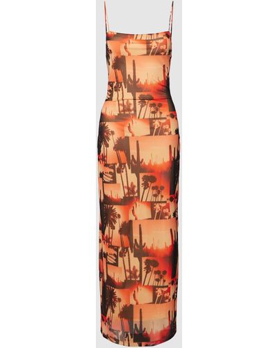HUGO Midi-jurk Met All-over Motief - Oranje
