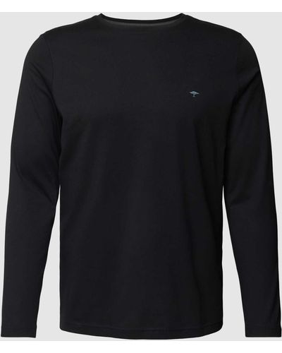 Fynch-Hatton Shirt Met Lange Mouwen En Logodetail - Zwart
