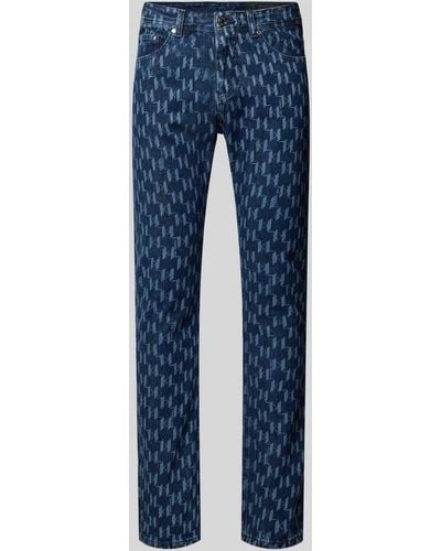 Karl Lagerfeld Regular Fit Jeans Met All-over Motief - Blauw