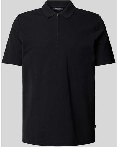 maerz muenchen Regular Fit Poloshirt mit kurzer Reißverschlussleiste - Schwarz