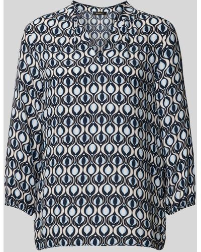 MORE&MORE Blouse Met All-over Motief - Blauw