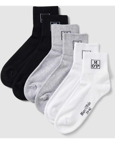 Marc O' Polo Socken mit Label-Detail im 6er-Pack Modell 'Maxi' in mittelgrau - Weiß