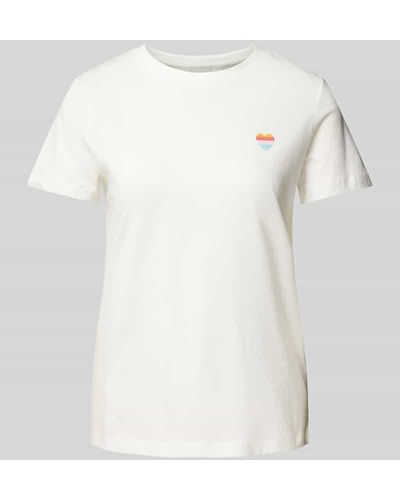 Ichi T-Shirt mit Motiv-Stitching Modell 'CAMINO' - Weiß