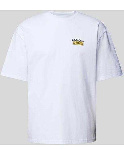 PEGADOR Oversized T-Shirt mit Label-Print Modell 'KORT' - Weiß