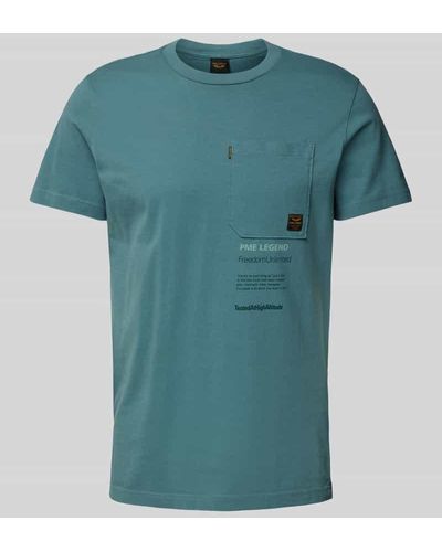 PME LEGEND T-Shirt mit Label-Print - Grün