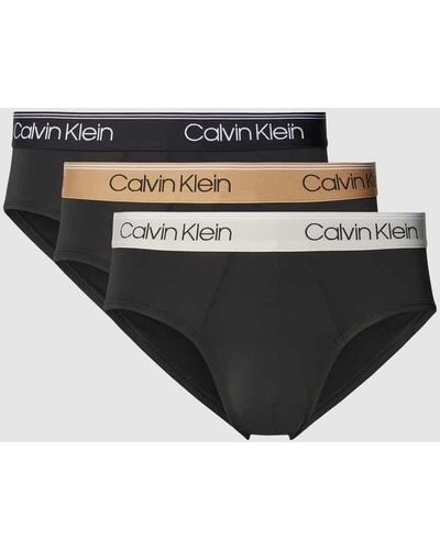 Calvin Klein Slip mit elastischem Bund im 3er-Pack - Schwarz