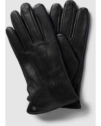 Roeckl Sports Handschuhe aus Leder mit Ziernähten - Schwarz