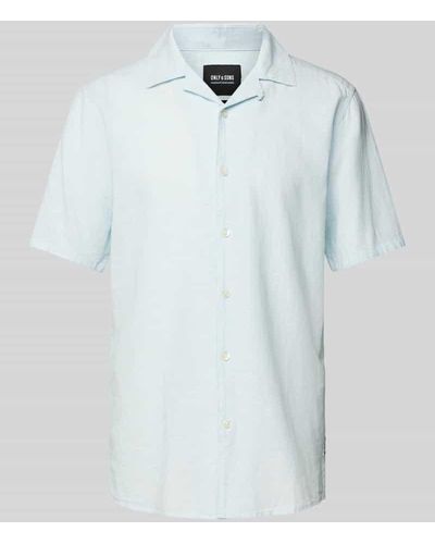 Only & Sons Slim Fit Leinenhemd mit 1/2-Arm Modell 'CAIDEN' - Weiß