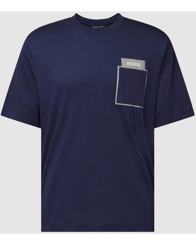 Michael Kors T-Shirt mit Brusttasche Modell 'HEAT TRANSFER' - Blau