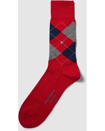 Burlington Socken mit Karomuster Modell 'MANCHESTER' - Rot