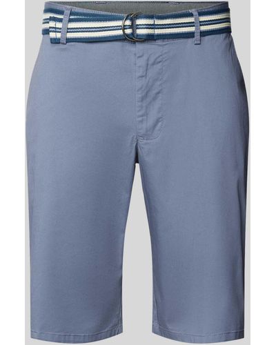 Christian Berg Men Regular Fit Chino-Shorts mit Gürtel - Blau