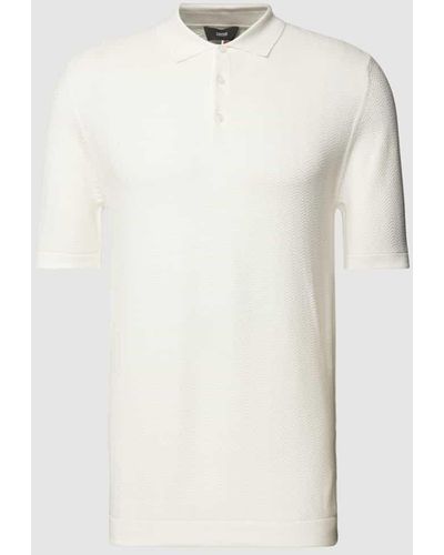 Cinque Slim Fit Poloshirt mit Strukturmuster Modell 'Flavio' - Weiß
