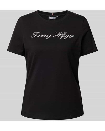 Tommy Hilfiger T-Shirt mit Label-Stitching - Schwarz