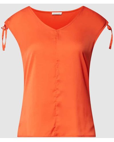 Tom Tailor T-Shirt mit V-Ausschnitt - Orange