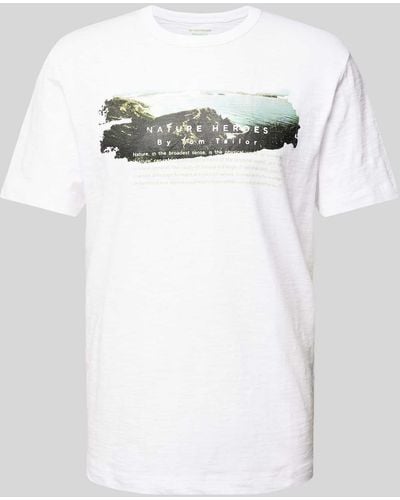 Tom Tailor T-shirt Met Motief- En Labelprint - Meerkleurig
