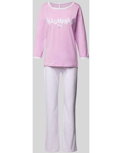 Louis & Louisa Pyjama mit Statement-Stitching Modell 'Traumfrau' - Pink