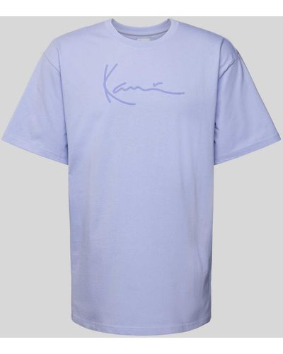 Karlkani T-shirt Met Labelprint - Blauw