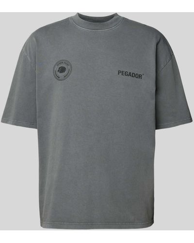 PEGADOR Oversized T-shirt Met Label- En Motiefprint - Grijs
