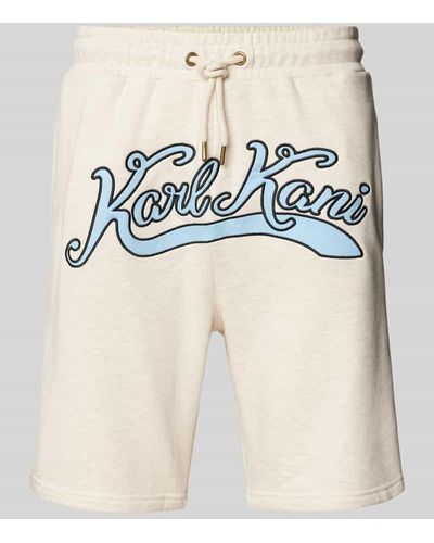 Karlkani Regular Fit Sweatshorts mit Label-Stitching - Blau