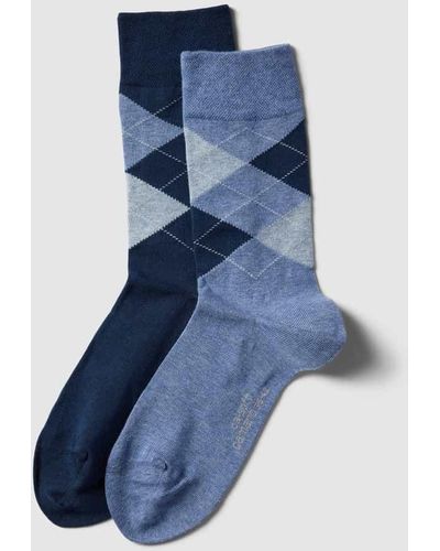 Camano Socken mit Karomuster im 2er-Pack - Blau