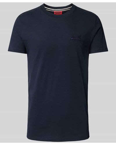 Superdry T-Shirt mit Label-Stitching - Blau